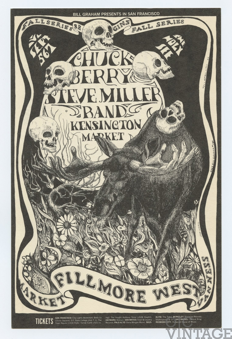 BG 135 Postcard Ad Back Chuck Berry Steve Miller Band 1968 Sep 5 