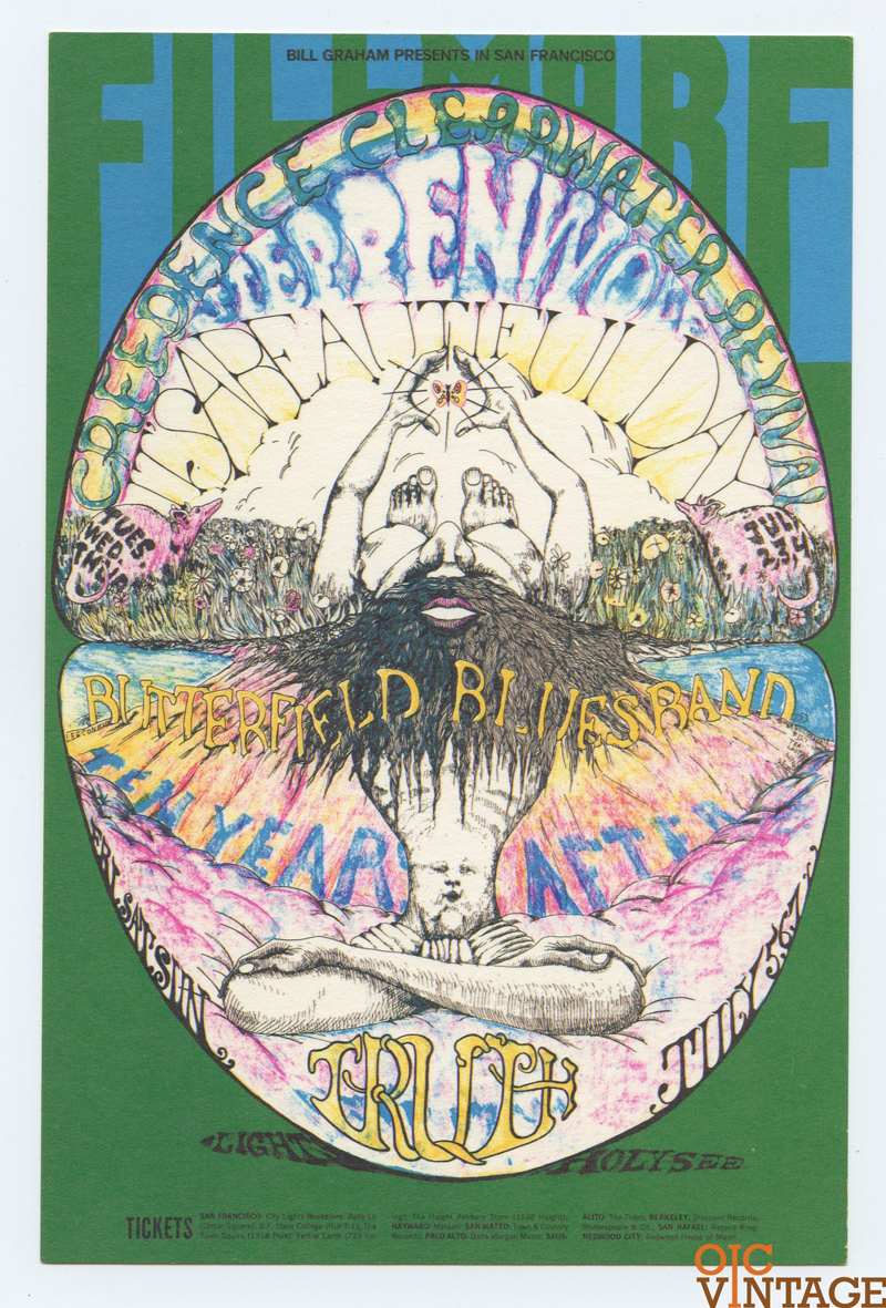 BG 127 Postcard Ad Back Creedence Clearwater Revival 1968 Jul 2 