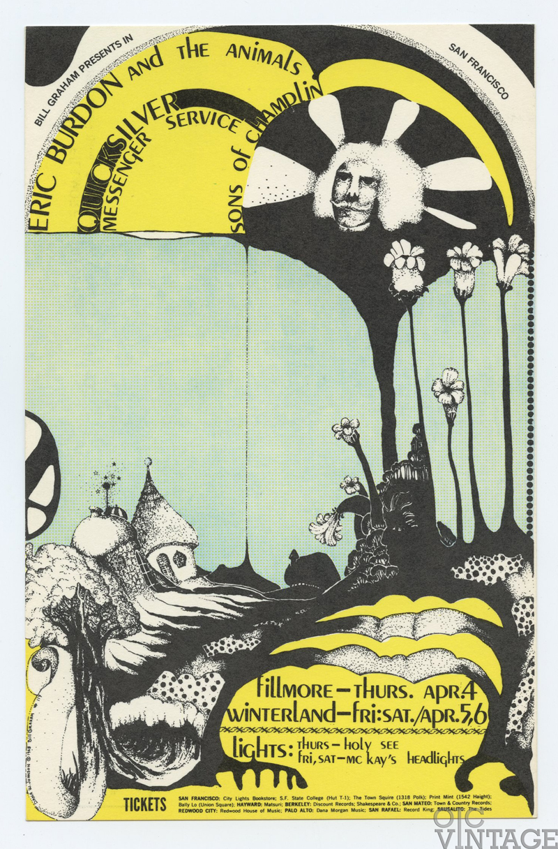 BG 114 Postcard Eric Burdon Quicksilver Messenger 1968 Apr 4