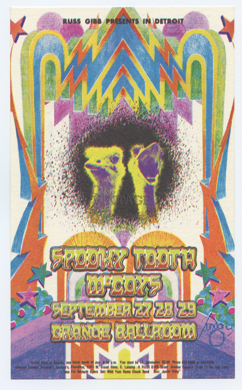 Grande Ballroom Postcard 1968 Sep 27 Spooky Tooth McCoys