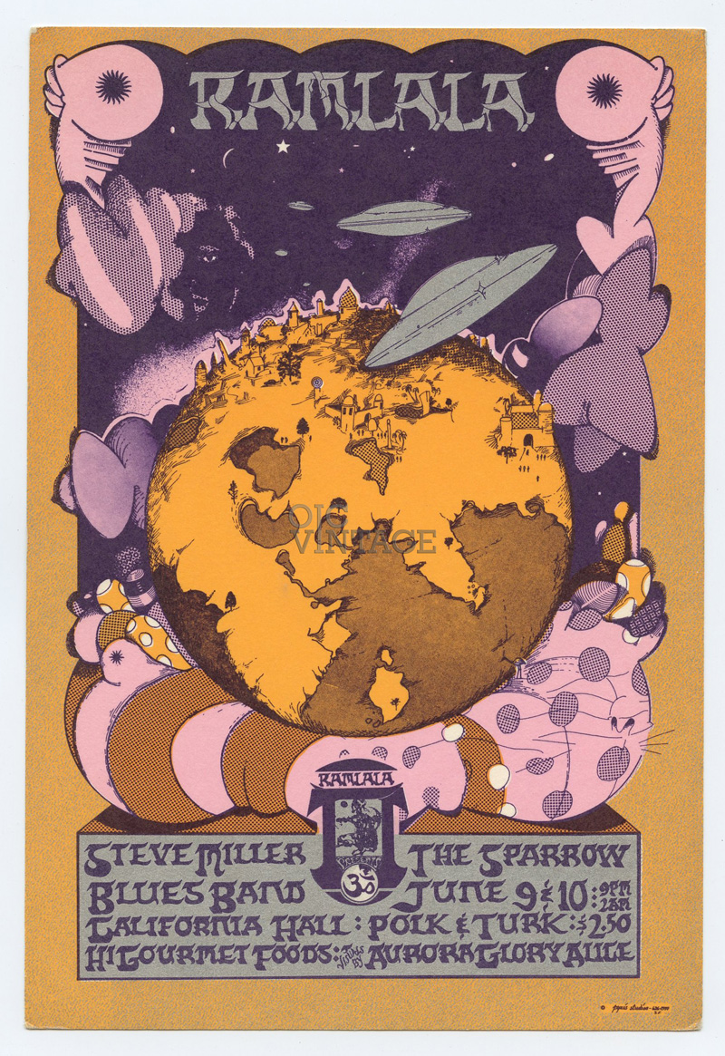 Steve Miller Sparrow Handbill AOR 2.157 California Hall 1967 Jun 9 Michael Wood