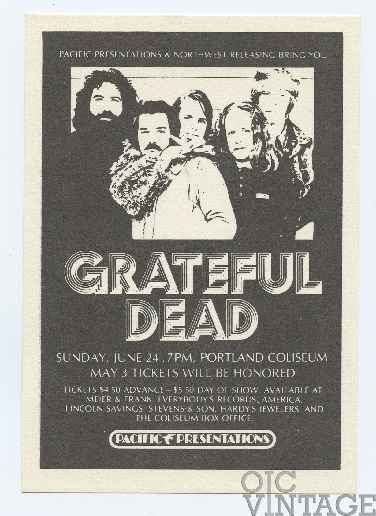Grateful Dead Handbill 1973 June 24 Portland Coliseum Portland