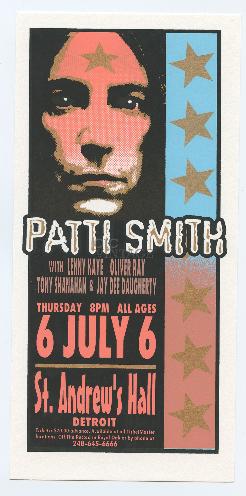 Patti Smith Handbill 2000 Jul 6 Detroit Mark Arminski