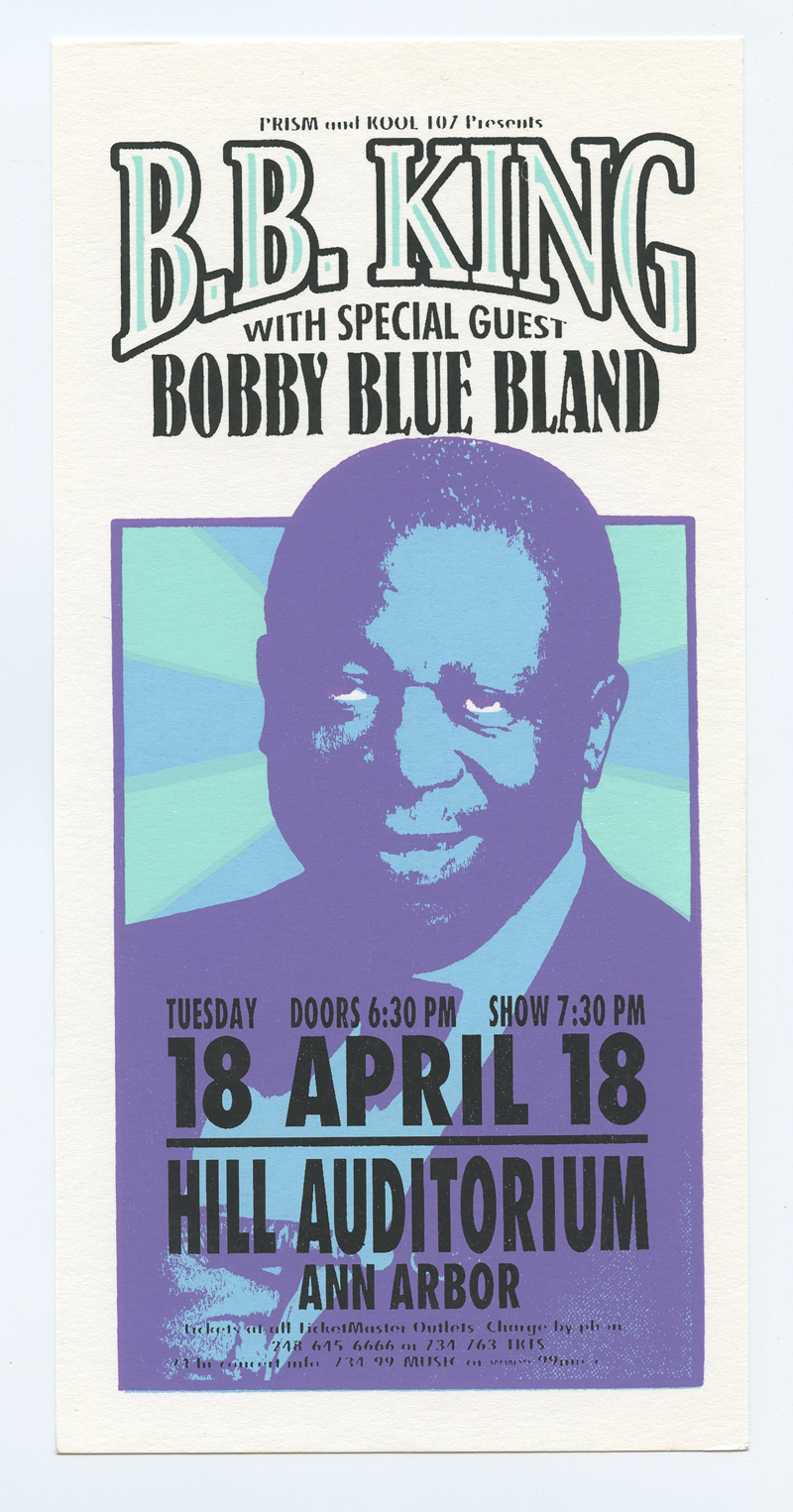 B.B. King Handbill Hill Auditorium Ann Arbor 2000 Apr 18 Mark Arminski