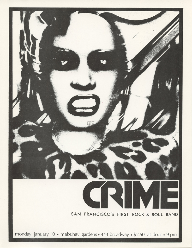 Crime Early American Punk Band  Handbill 1977 January 10 Mabuhay Gardens