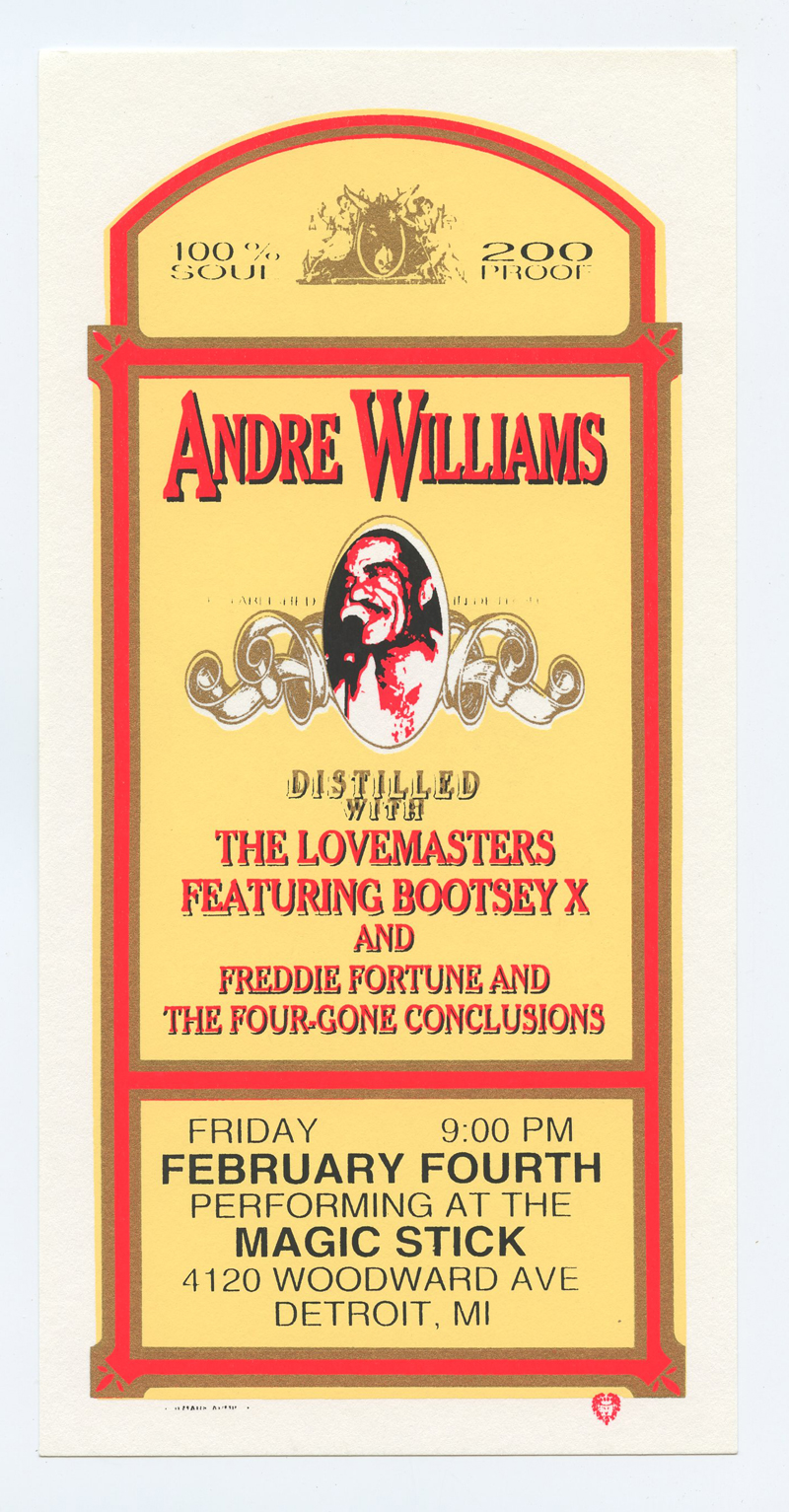 Andre Williams Handbill Magic Stick Detroit 2000 Feb 4 Mark Arminski