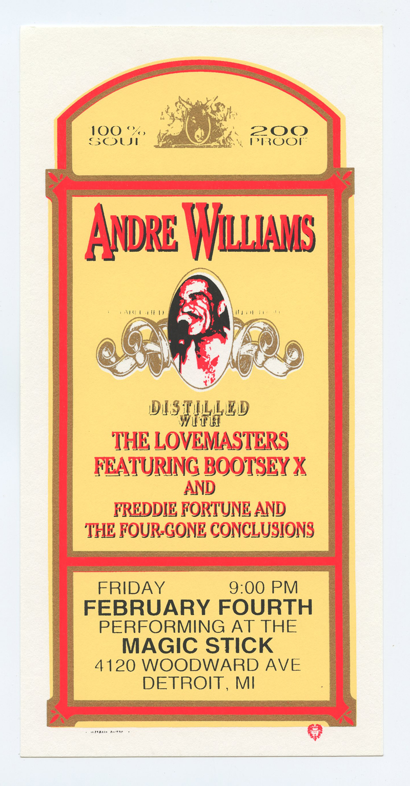 Andre Williams Handbill Magic Stick Detroit 2000 Feb 4 Mark Arminski