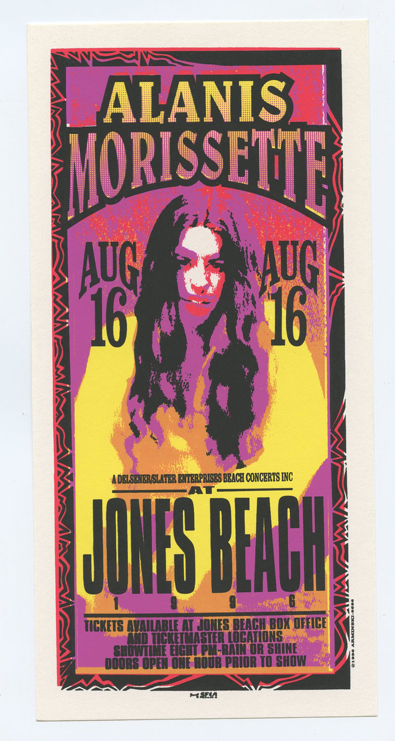 Alanis Morissette Handbill Jones Beach 1996 Aug 16 Mark Arminski