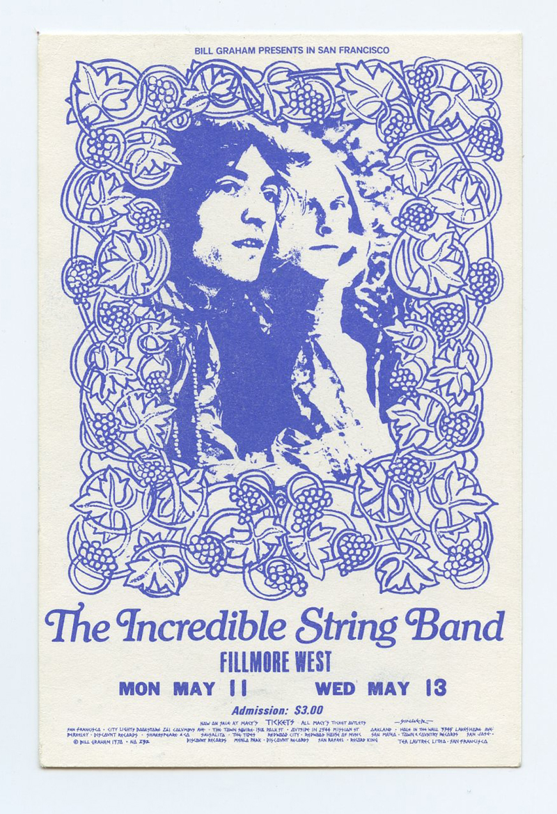 BG 232A Ticket Incredible String Band 1970 May 11