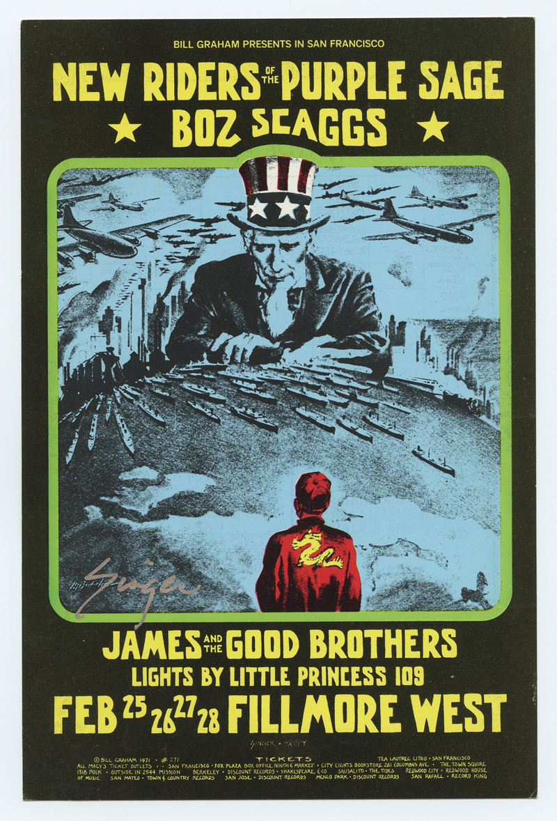 BG 271 Postcard Ad Back Boz Scaggs 1971 Feb 25 David Singer signed