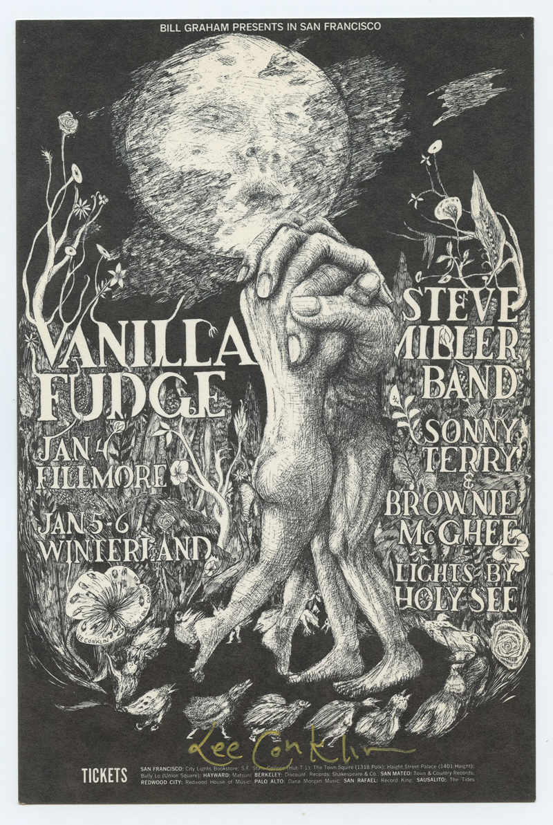 BG 101 Postcard Vanilla Fudge 1968 Jan 4 Lee Conklin signed