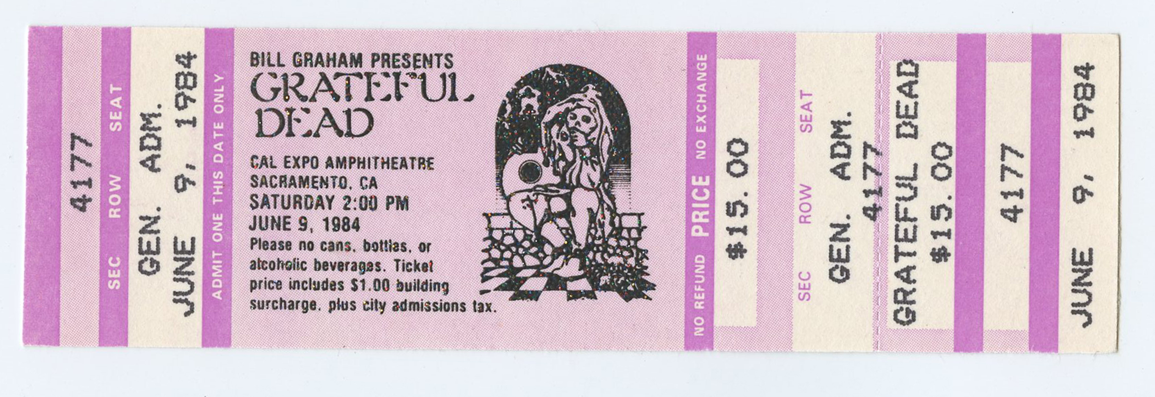 Grateful Dead Vintage Ticket 1984 Jun 9 Cal Expo Sacramento 