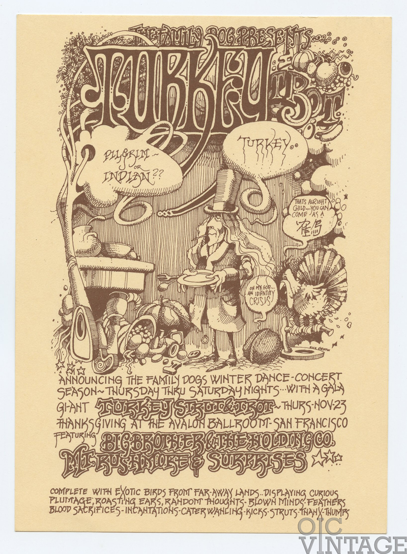 Turkey Trot Handbill  AOR 2.19 Big Brother and The Holding Company 1967 Rick Griffin 