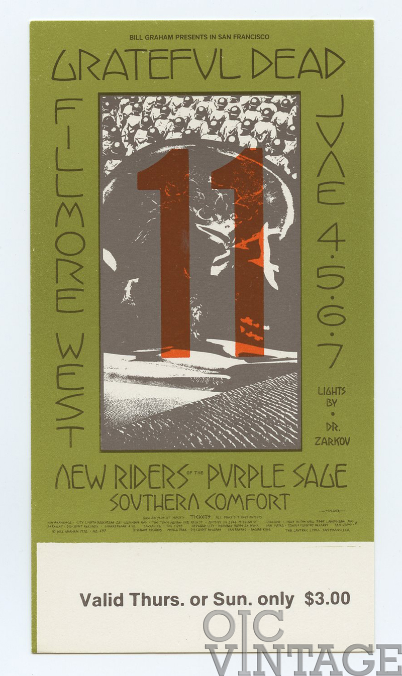 BG 237 Ticket Grateful Dead 1970 Jun 4