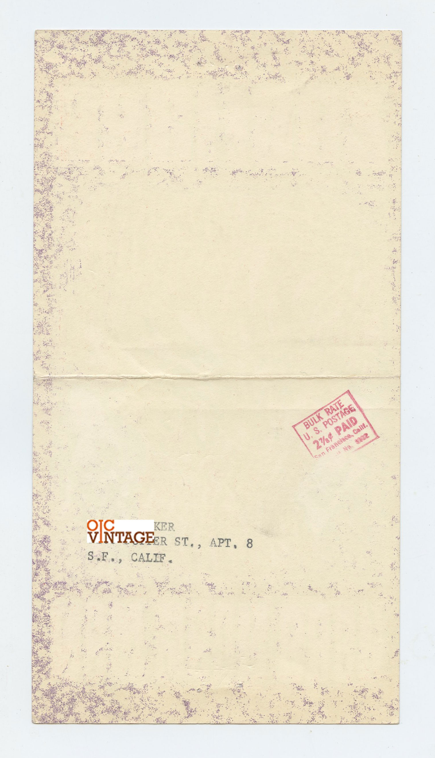 BG  37 Handbill Mailed Grateful Ddead 1966 Dec 31