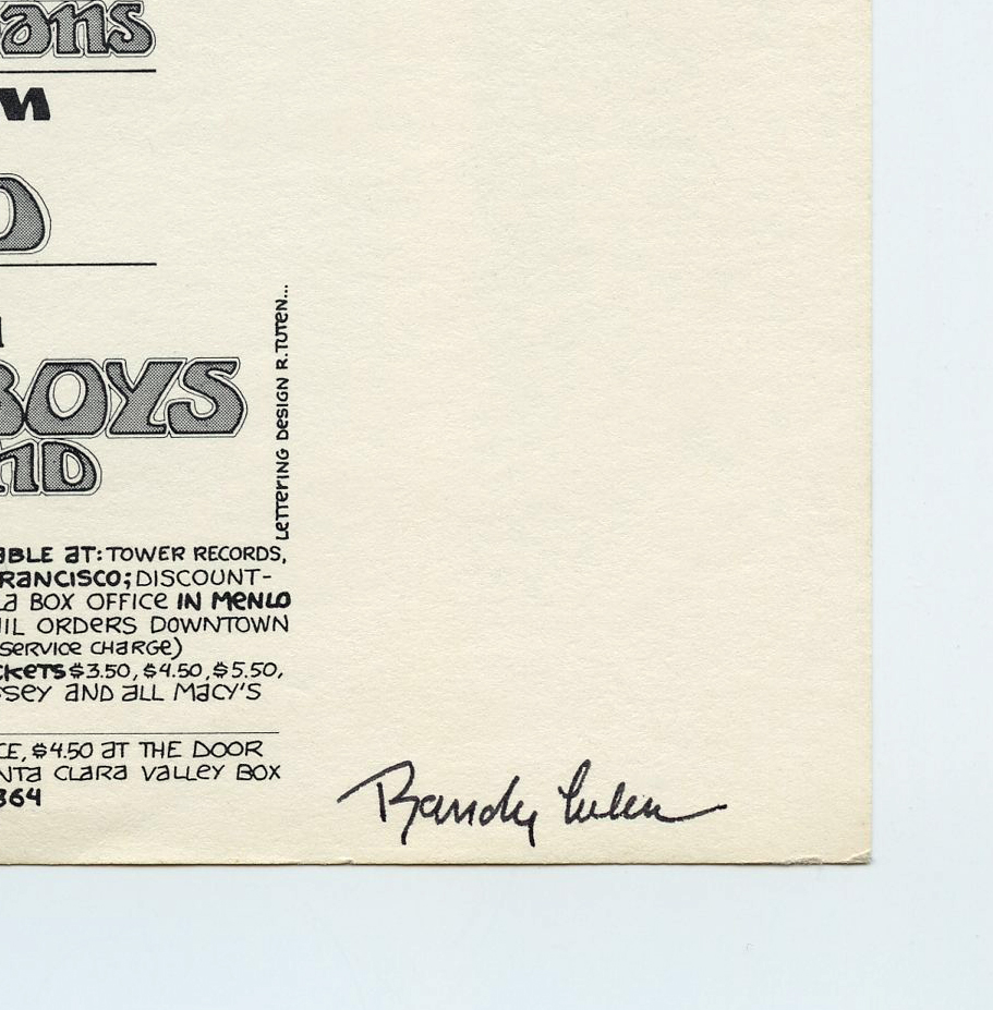 Bill Graham Presents Postcard 1971 Nov Van Morrison Cat Stevens Randy Tuten signed