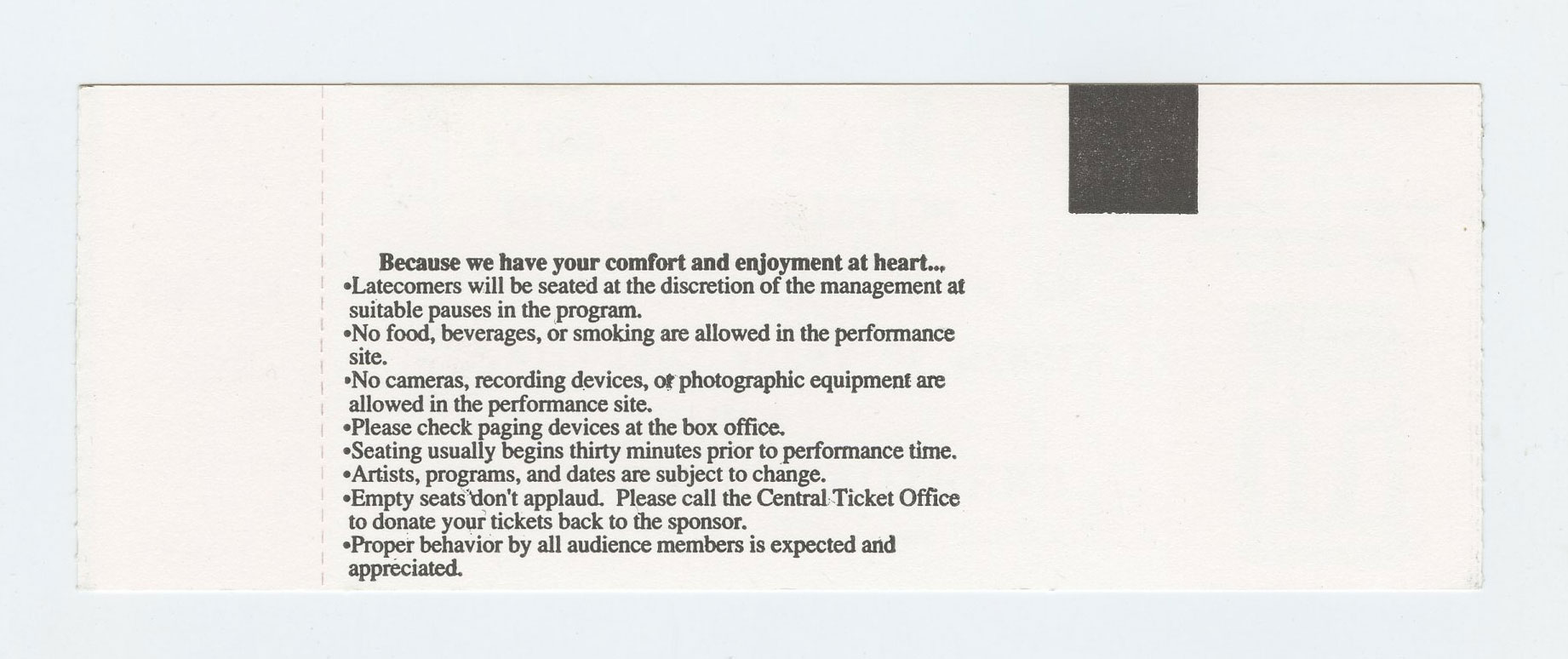 Allman Brothers Band Vintage Ticket 1995 Nov 10 Williams Arena Minges CO 