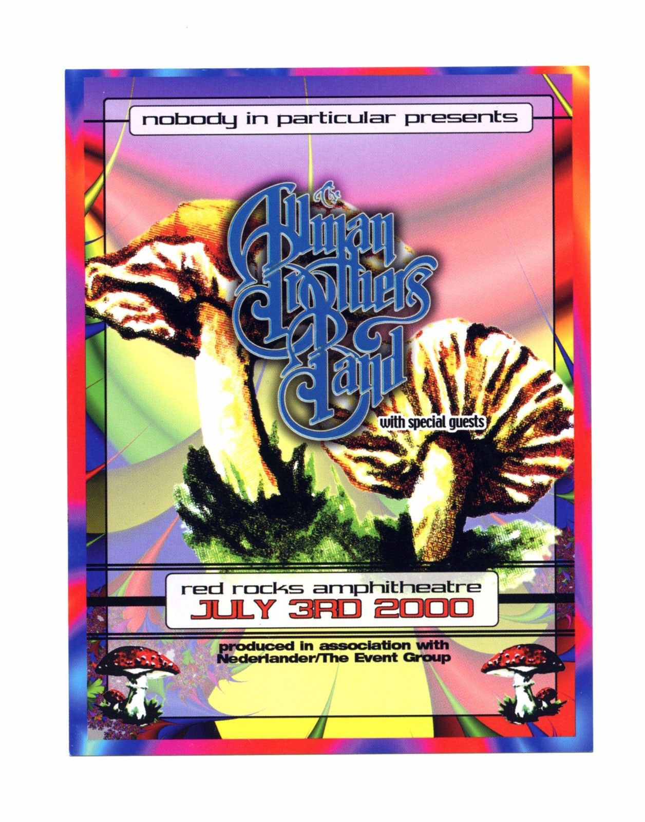Allman Brothers Band Handbill 2000 Jul 3 Red Rock Amphitheatre Promo 2 sided