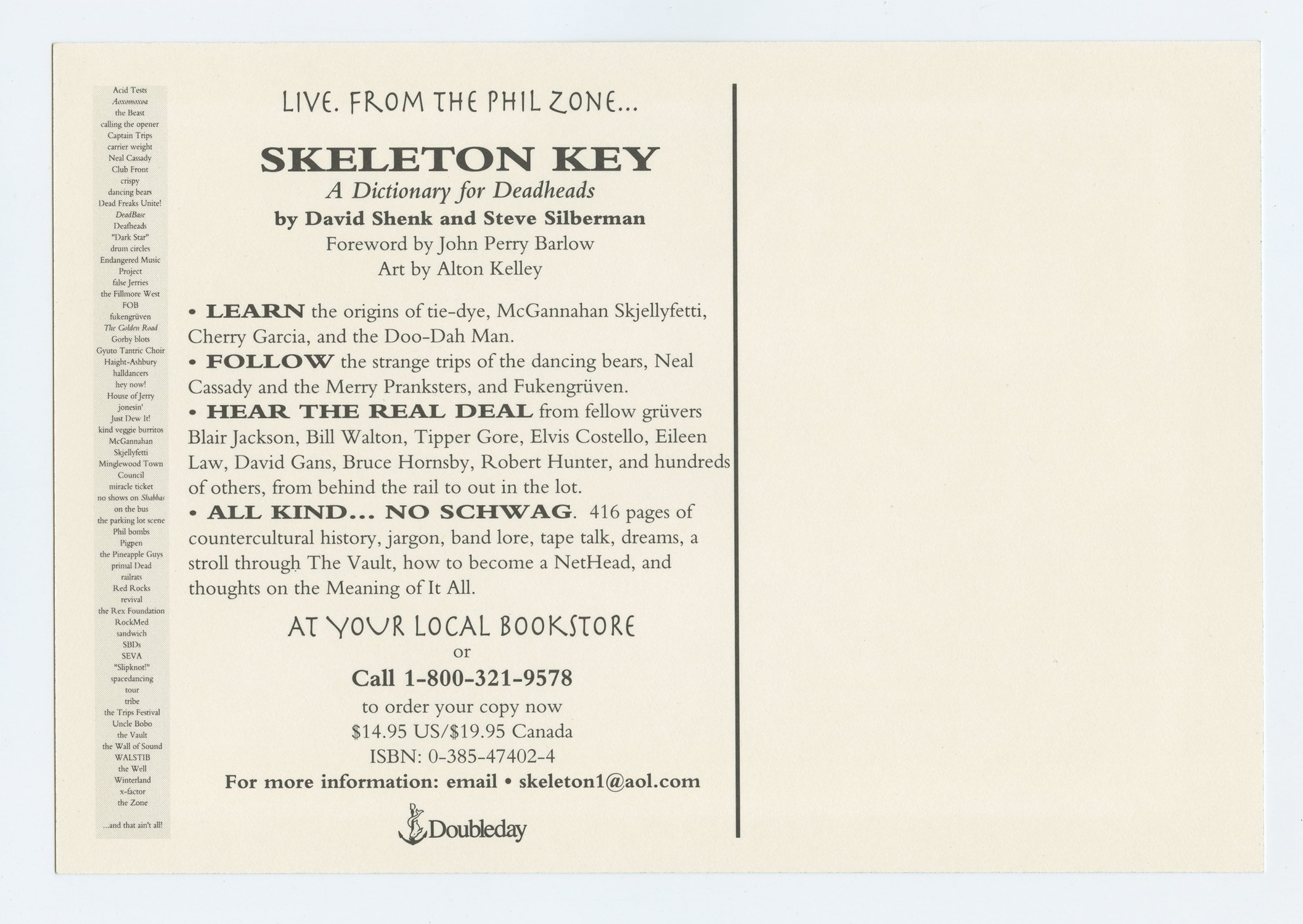 Grateful Dead Postcard 1994 Skeleton Key Book Release Promotion Alton Kelley