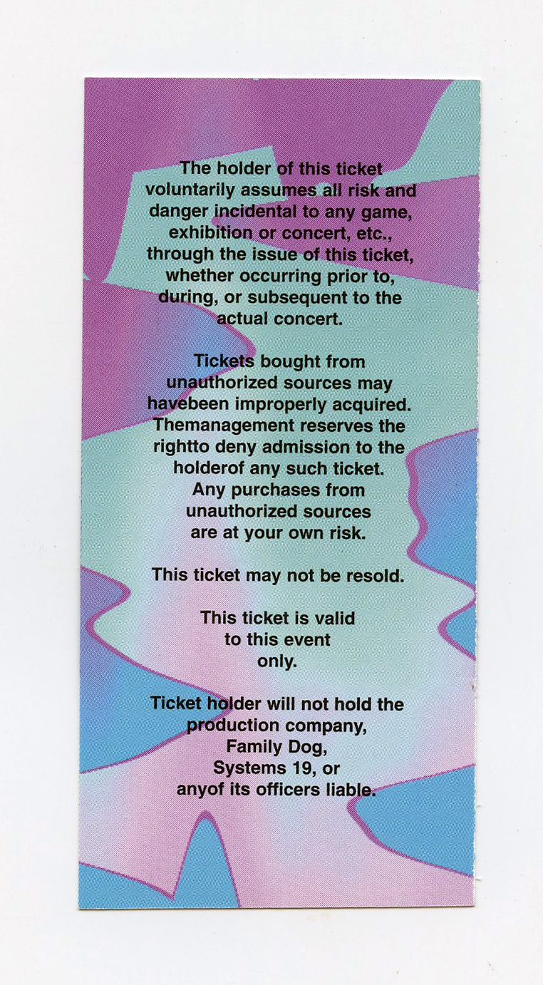 Maritime Hall 1996 Mar 16 Ticket  Zero Canned Head 