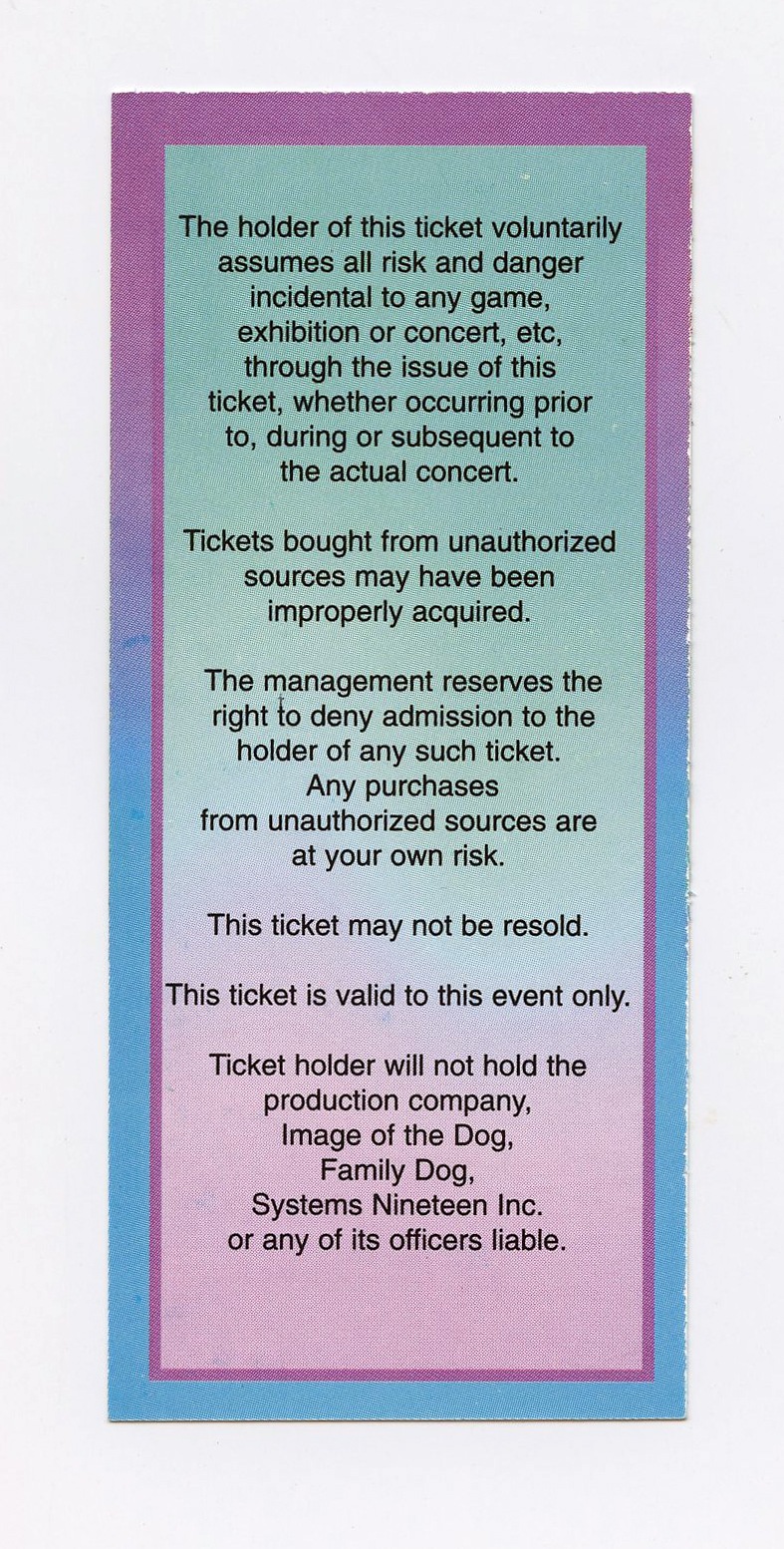 Maritime Hall 1996 Mar 23 Ticket Merl Saunders Kingfish