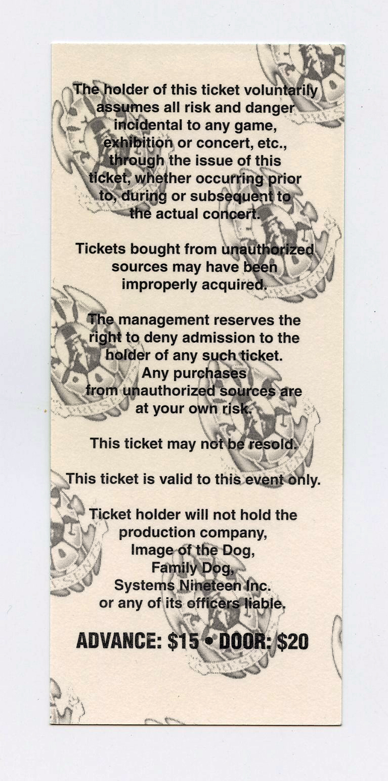 Maritime Hall 1996 Apr Ticket Second Sight Savoy Brown