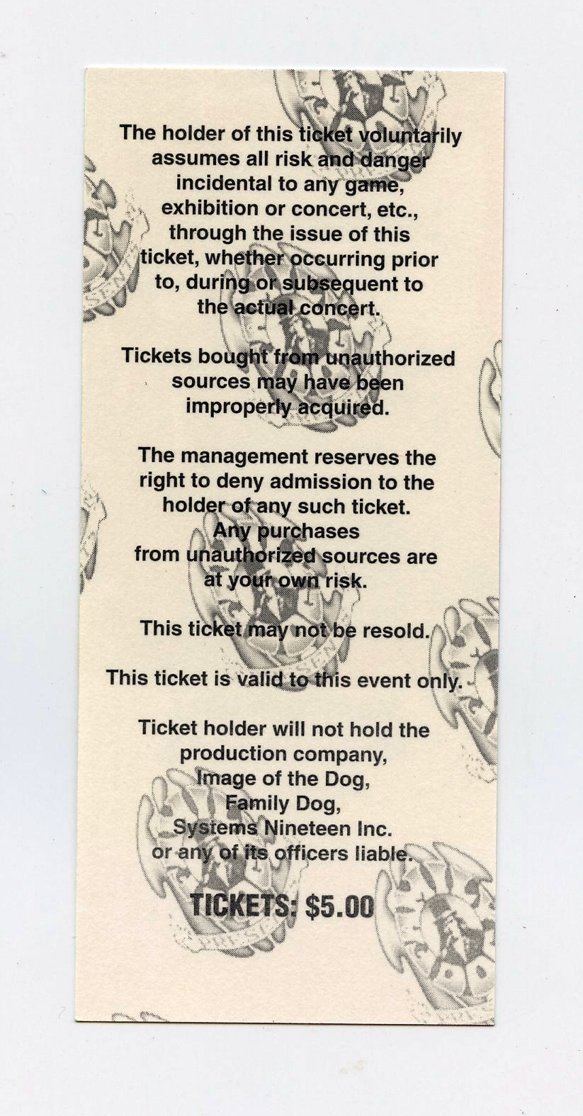 Maritime Hall 1996 Apr Ticket Unbroken Chain