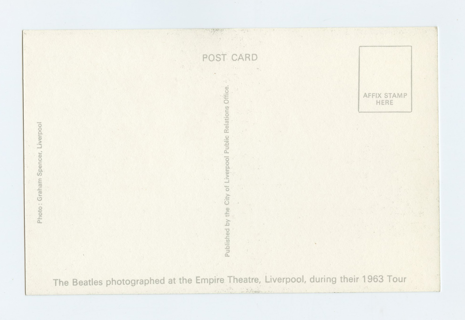 The Beatles Postcard at the Empire Theatre Liverpool 1963 Tour Graham Spencer