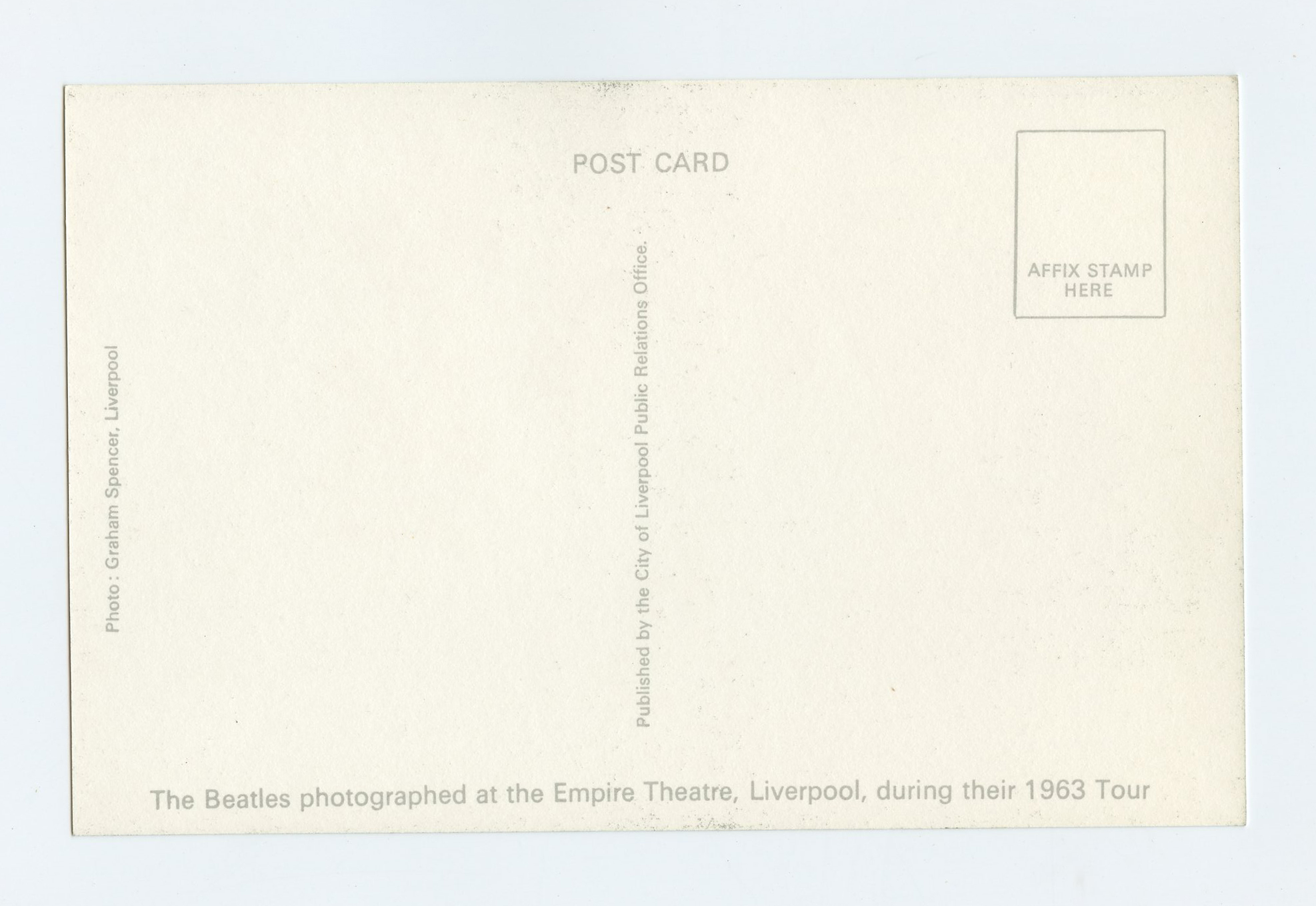 The Beatles Postcard at the Empire Theatre Liverpool 1963 Tour Graham Spencer