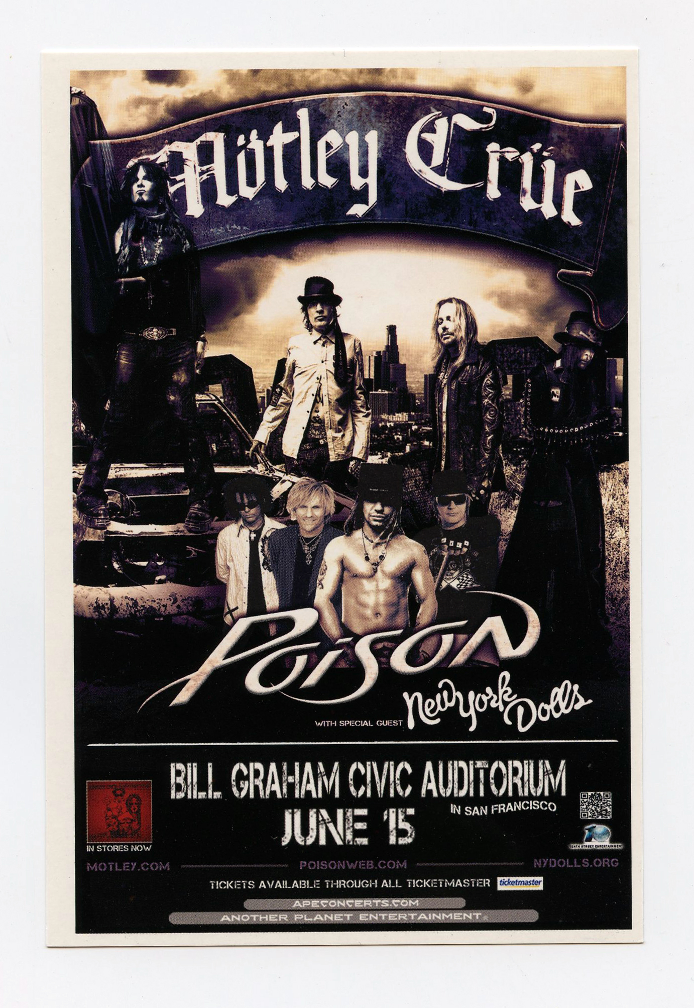 Motley Crue Handbill 2011 Jun 15 San Francisco