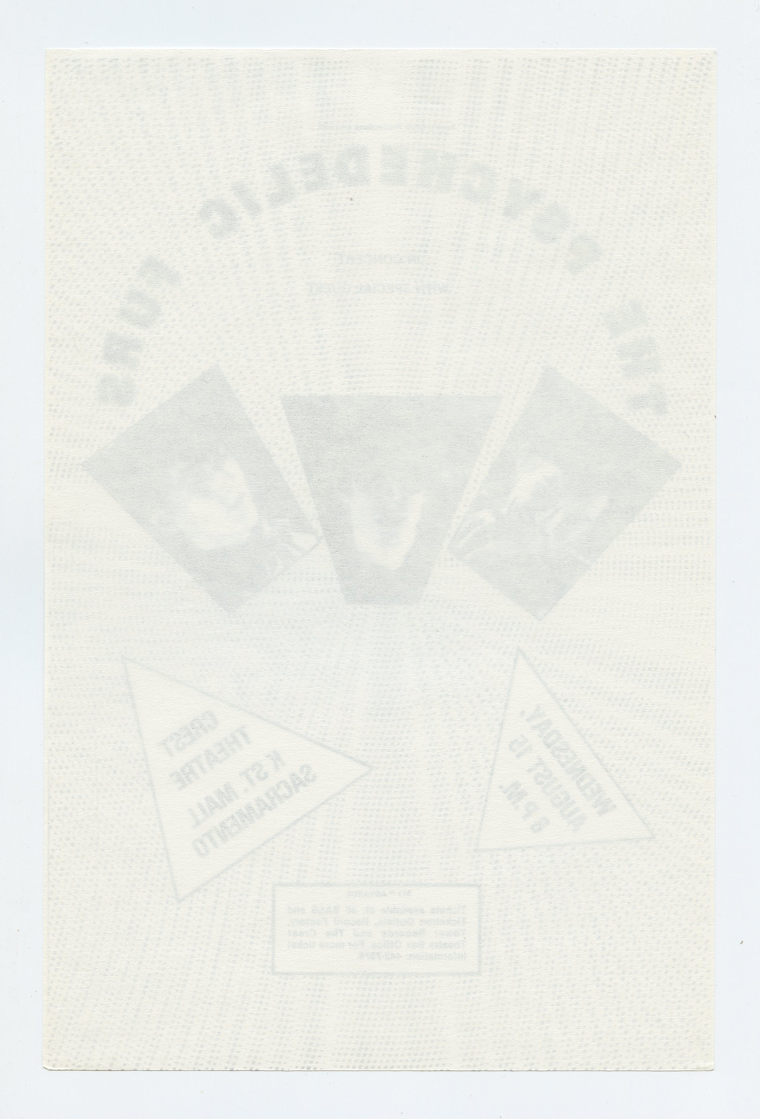 The Psychedelic Furs Handbill 1985 Aug 15 Crest Theatre Sacramento