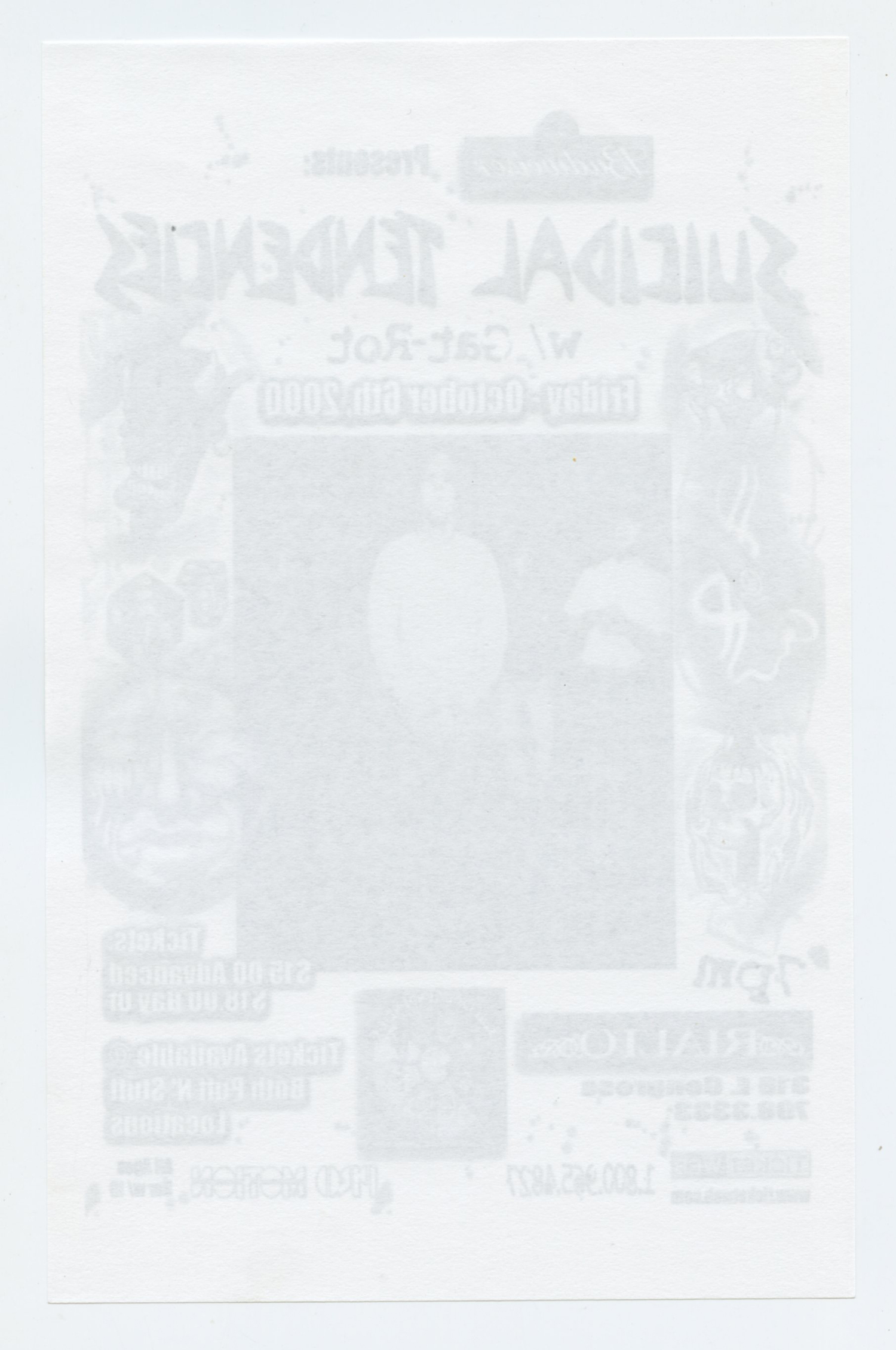 Suicidal Tendencies Handbill 2000 Oct 6 Rialto Tucson AZ