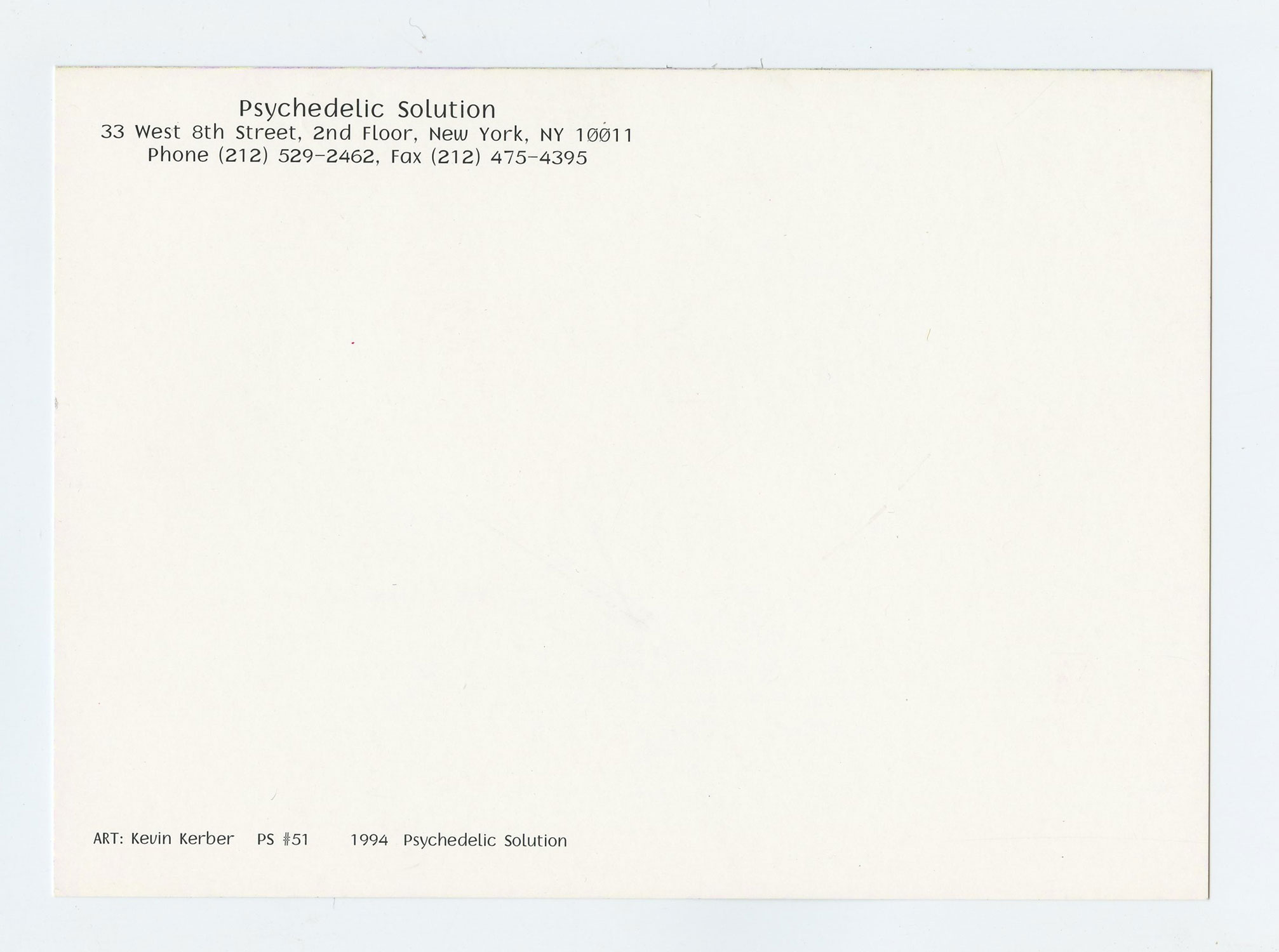 Kevin Kerber Postcard 1994 Psychedelic PS 51