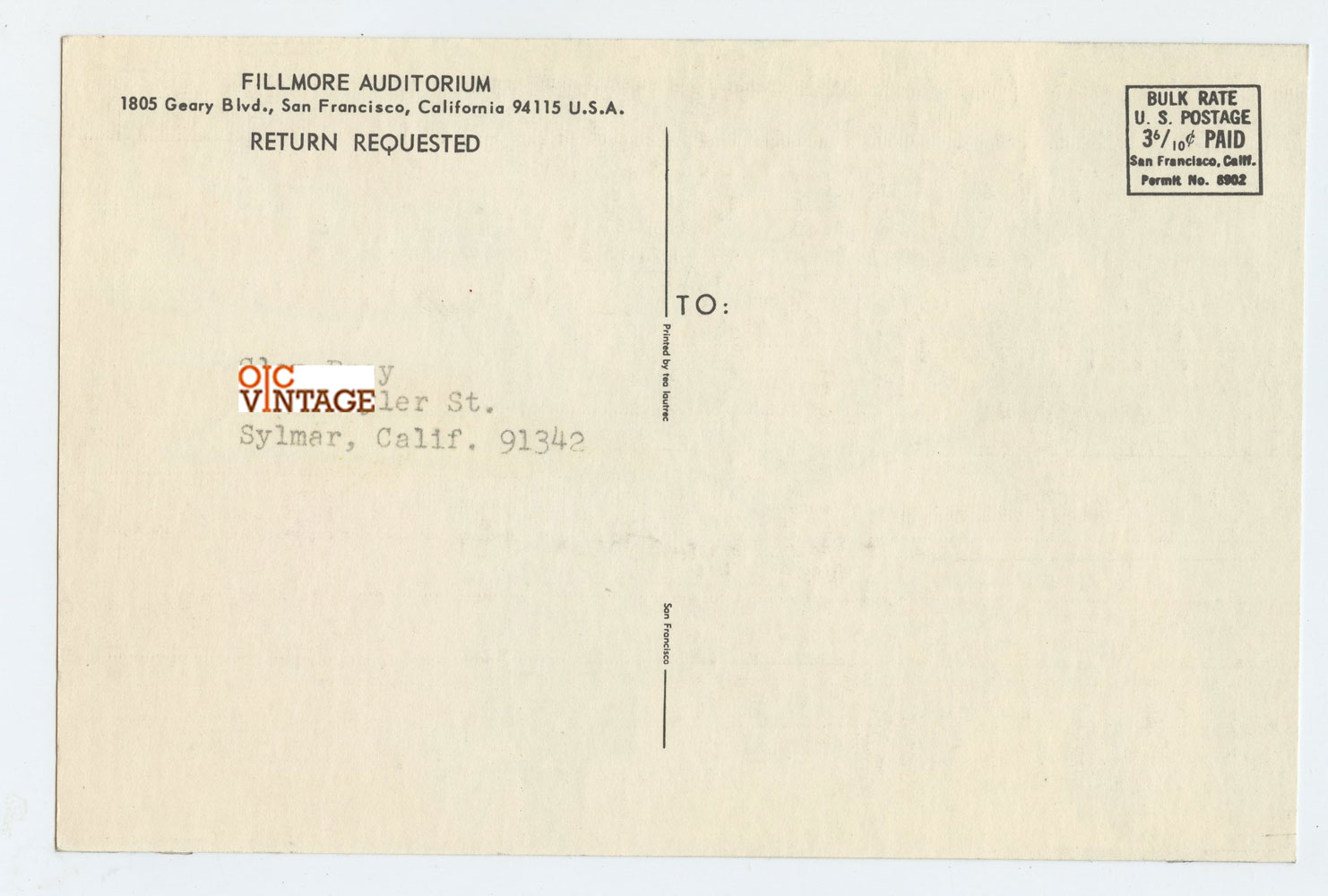 BG 126 Postcard Mailed Albert King Canned Heat 1968 June 25