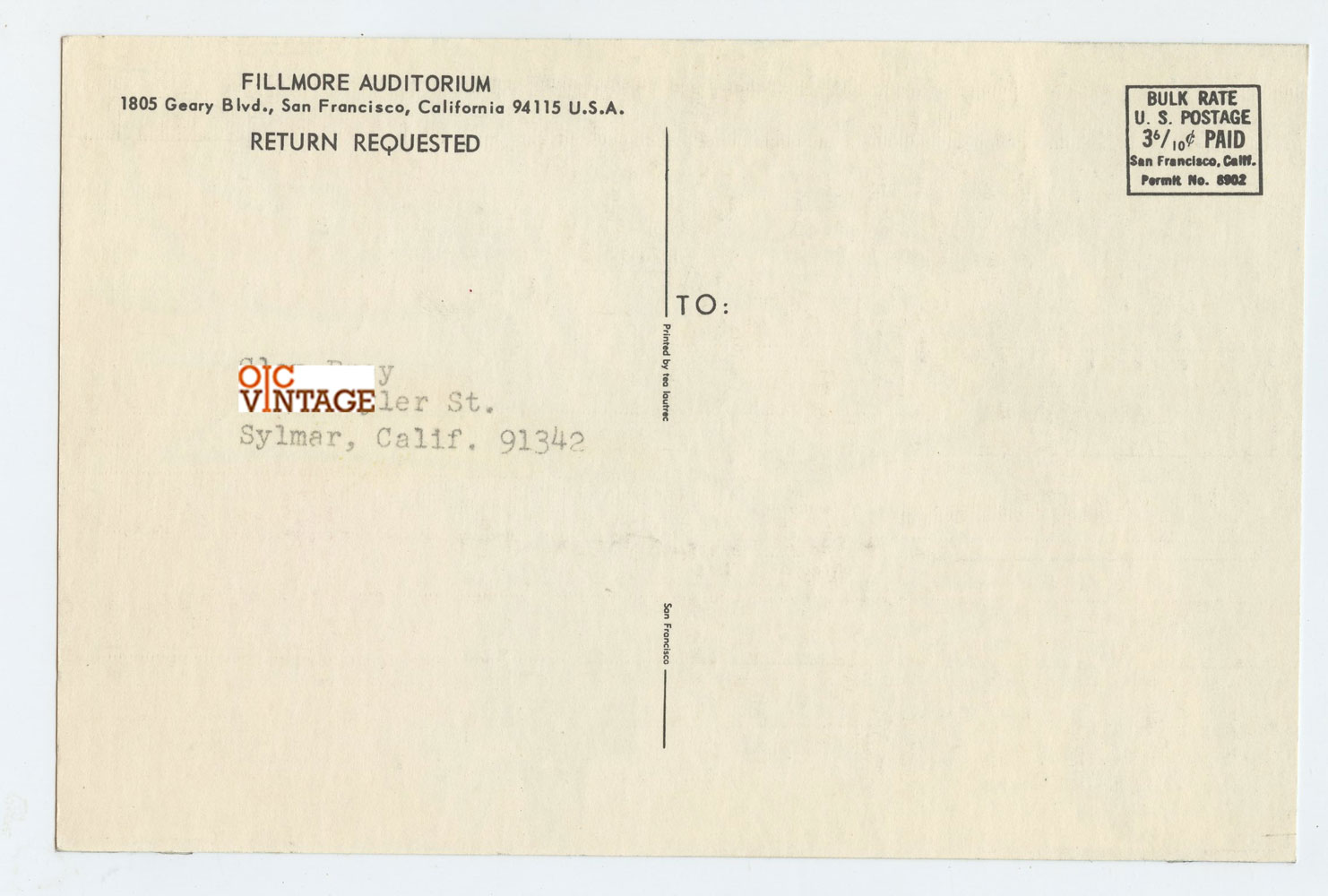 BG 126 Postcard Mailed Albert King Canned Heat 1968 June 25
