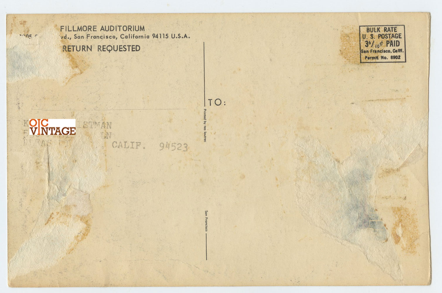 BG 122 Postcard Mailed Chambers Brothers 1968 May 29