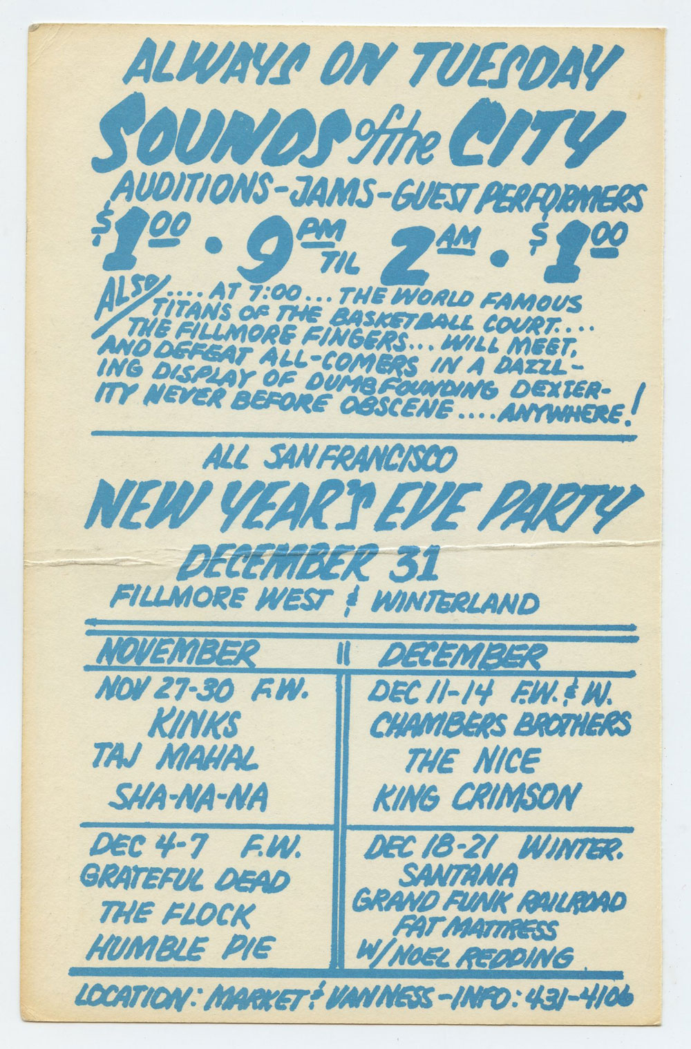 BG 204 Postcard Ad Back The Kinks Taj Mahal 1969 Nov 27 Very Fine