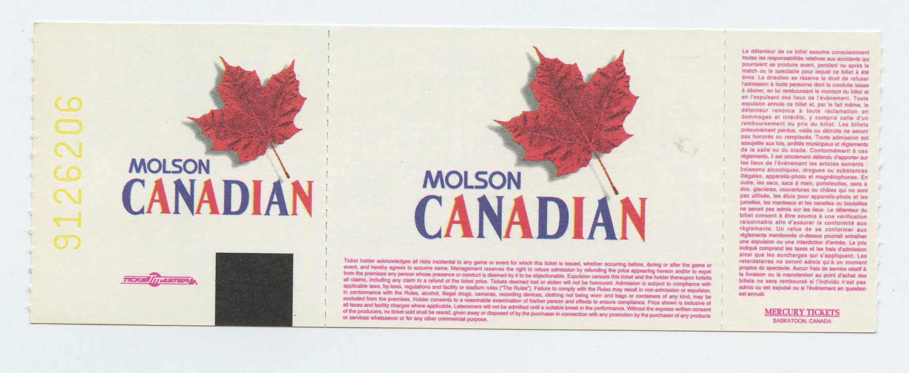 Allman Brothers Band Ticket Vintage 1996 Jul 26 Molson Amphitheatre Toronto Canada 