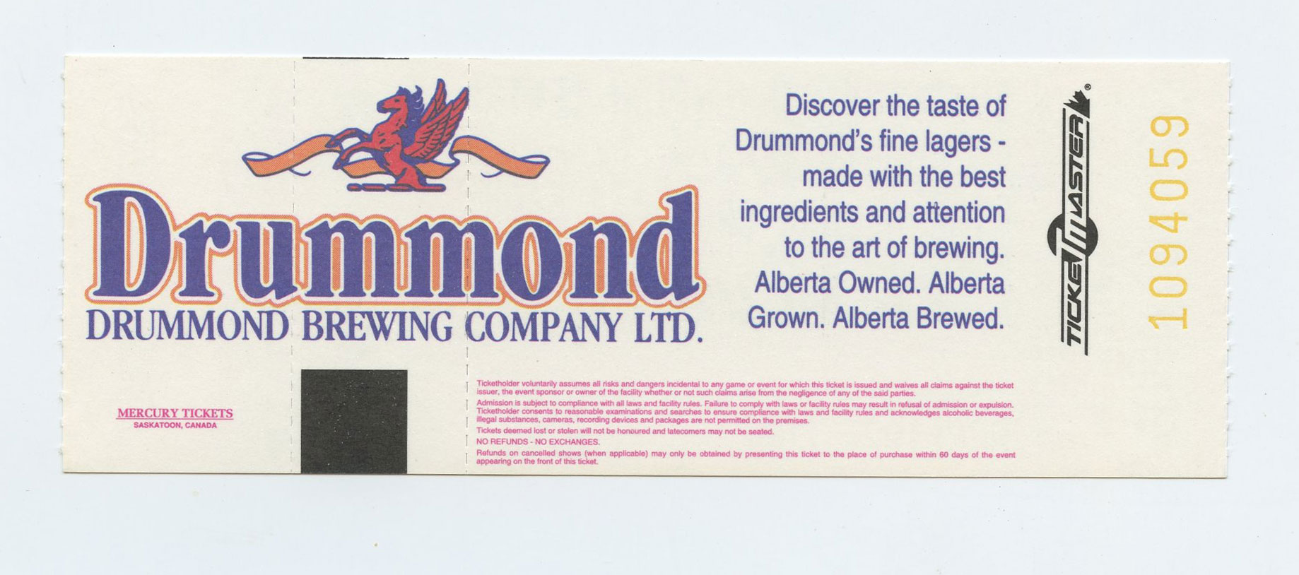 Allman Brothers Band Ticket Stub 1994 Nov 2 Edmonton Convention Centre Canada 