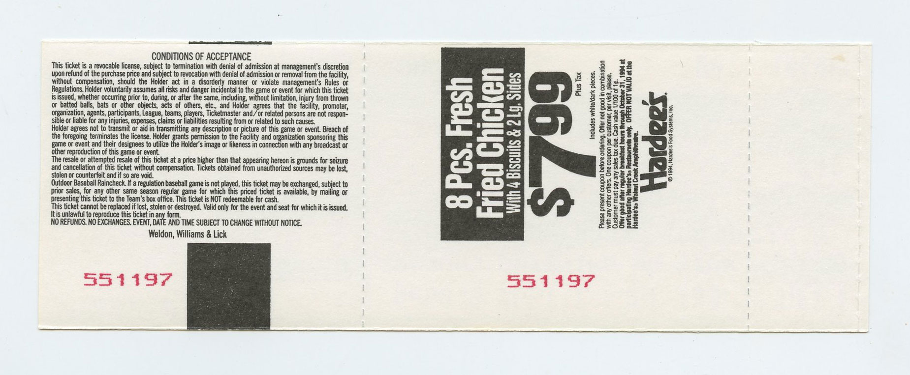 Allman Brothers Band Ticket Stub 1994 Jul 1 Walnut Creek Amphitheatre 