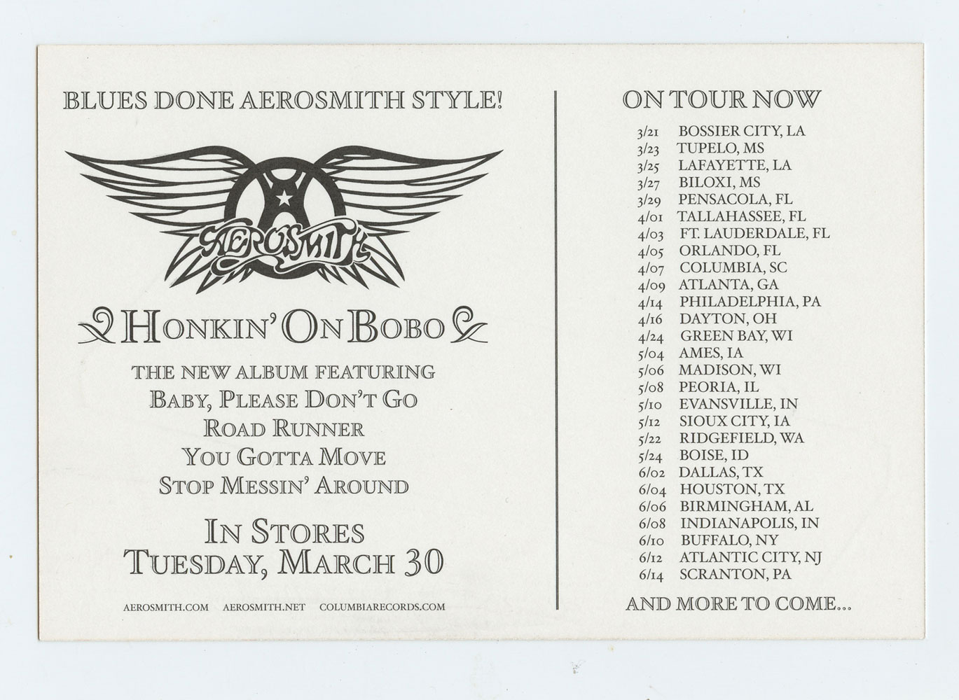 Aerosmith Postcard Honkin' On Bono Promotion 2004