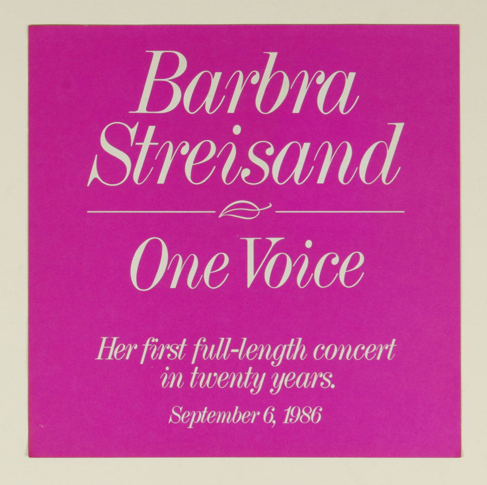 Barbra Streisand Poster Flat 1987 One Voice Album Promotion 12 x 12