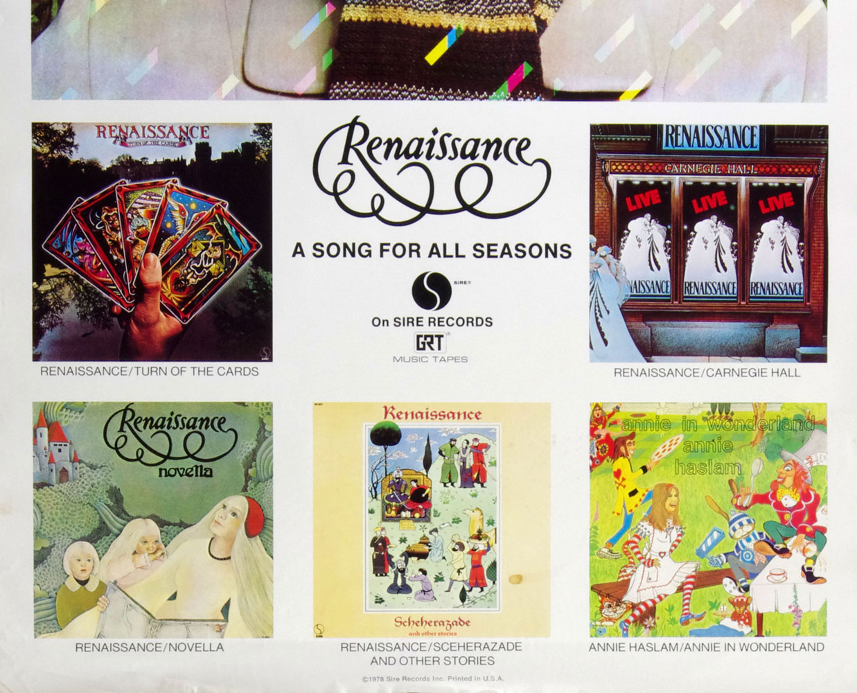 Renaissance Poster 1978 A Song for All Seasons Album Promotion