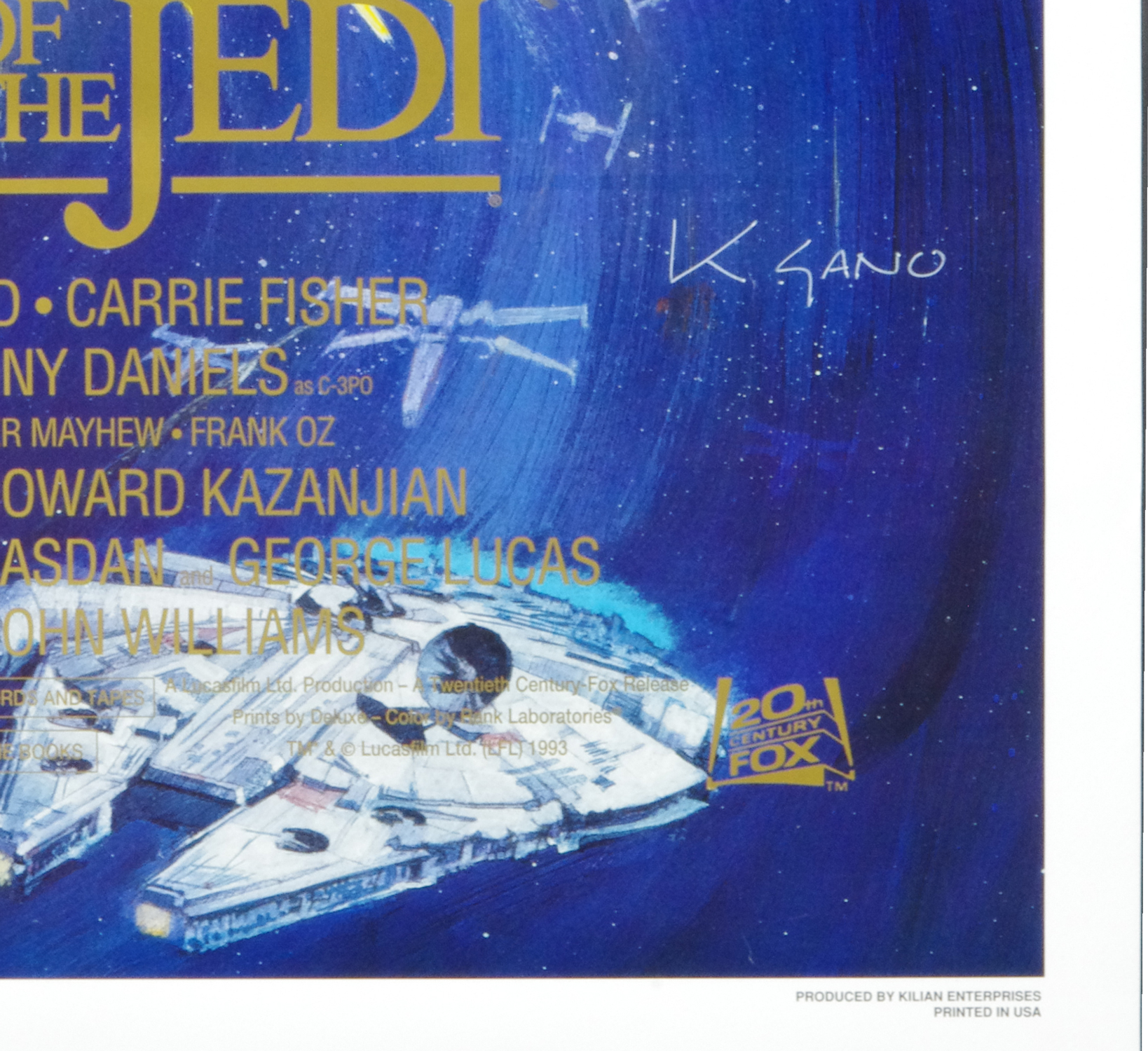 Star Wars Poster Return Of The Jedi 1994 Kazu Sano Certificate of Authentication