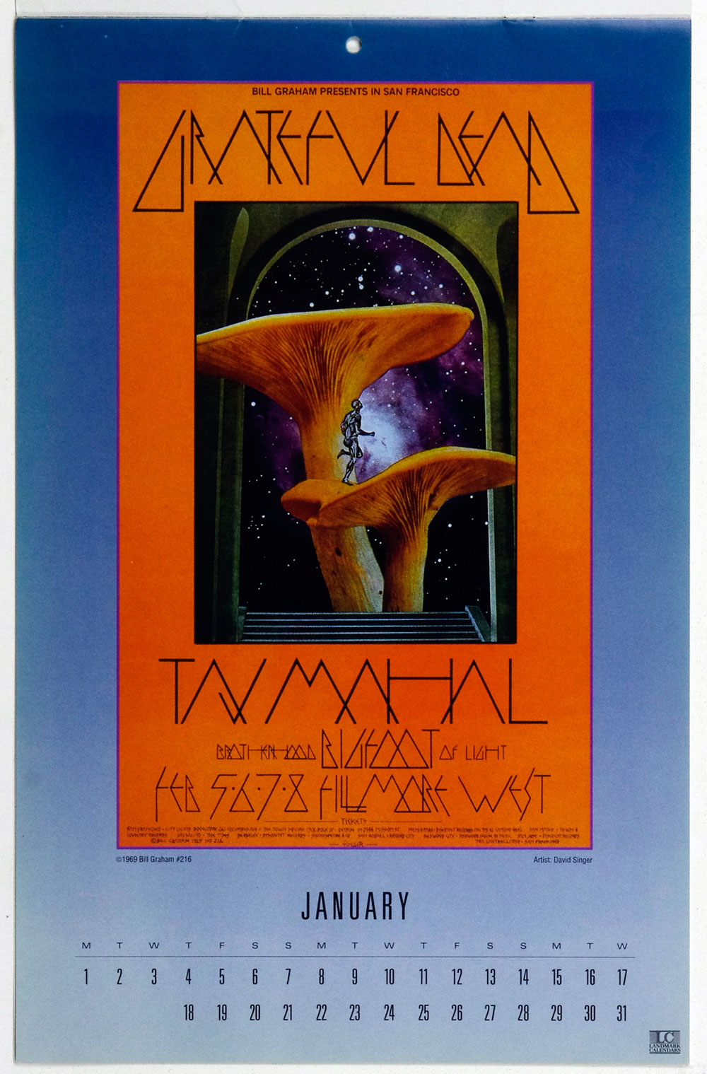 Bill Graham Fillmore Poster Calendar 1990 Vintage Original