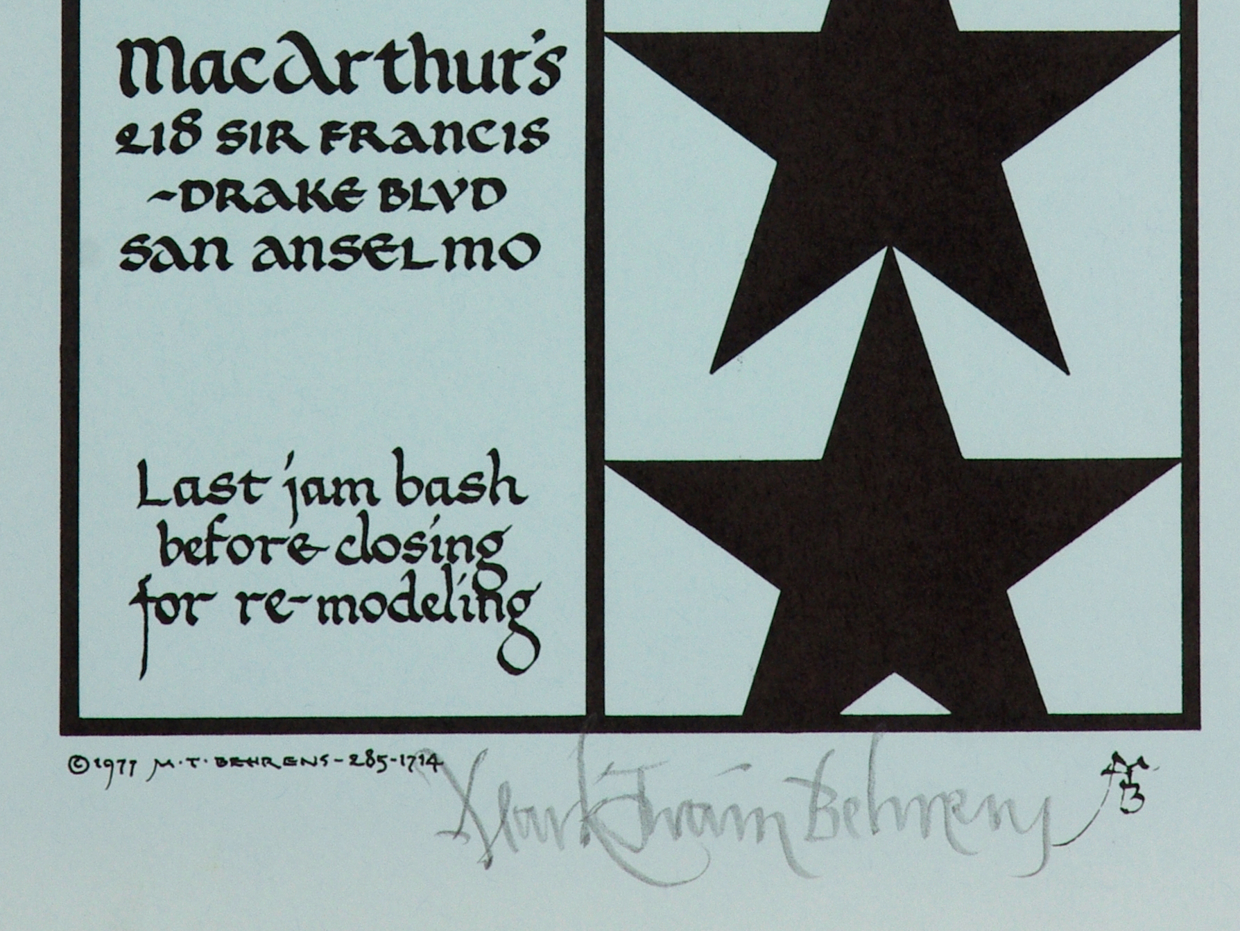 MacArther's Handbill 1971 Pee Wee Ellis David Liebman Mark T. Behrens signed