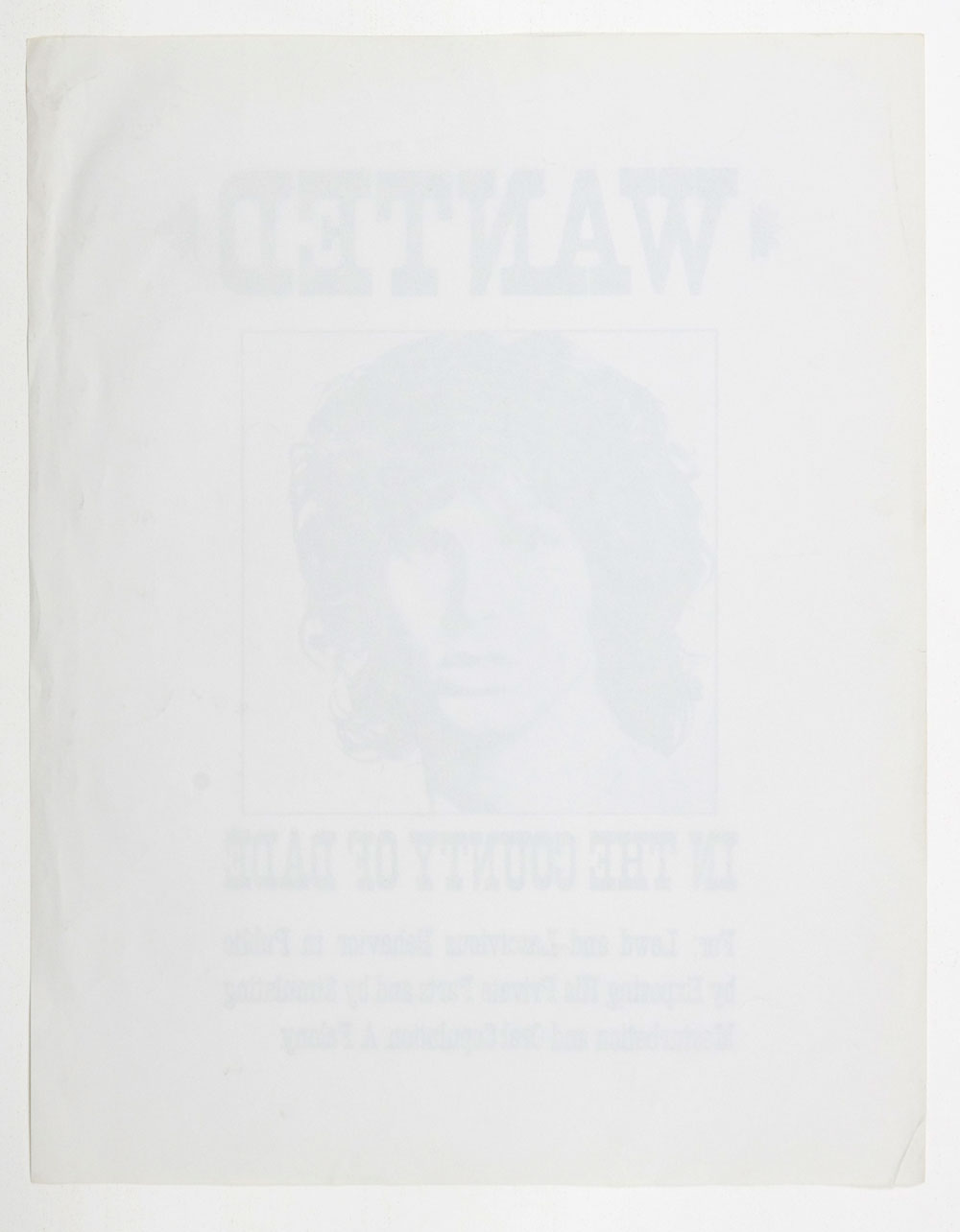 Jim Morrison Poster Wanted In The County of Dade 1974 17.5 x 22.5