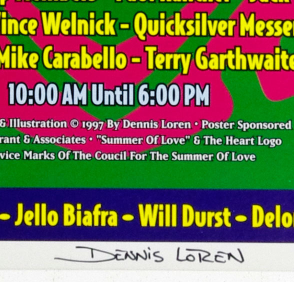 Summer of Love Poster 1997 30th Anniversary Celebration Dennis Loren signed