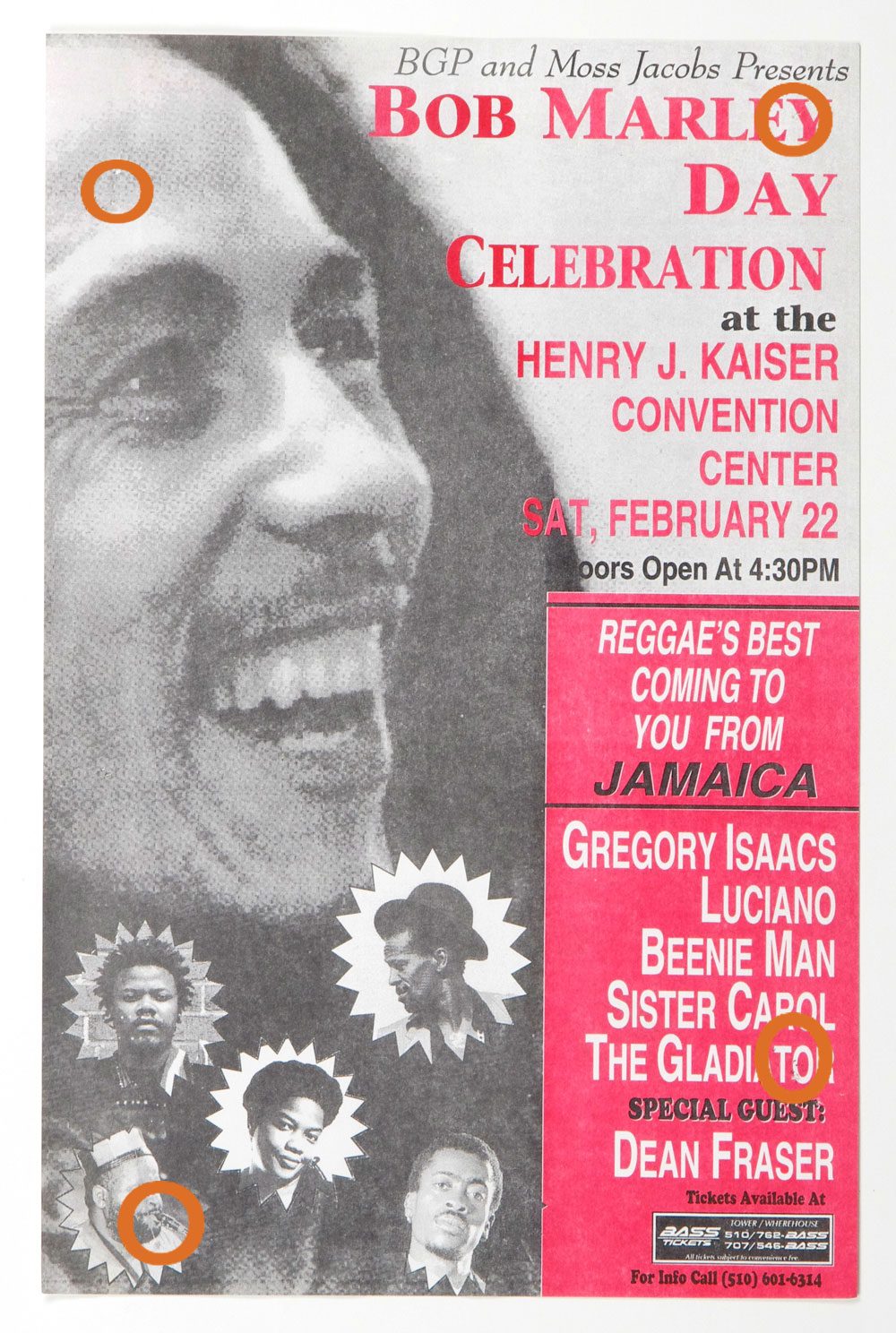 Bob Marley Day Gregory Issac Poster 1996 Feb 22 Oakland 