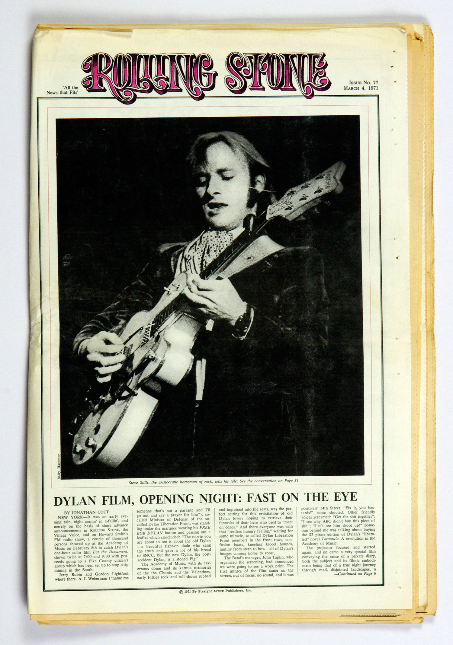 Rolling Stone Magazine Back Issue 1971 Mar 4 No. 77 Bob Dylan 